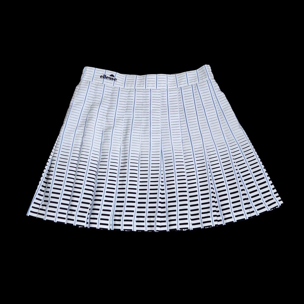 Vintage Y2K Ellesse Geometric Ladder Pinstripe Pleated Tennis Skirt Sz 6 Sporty